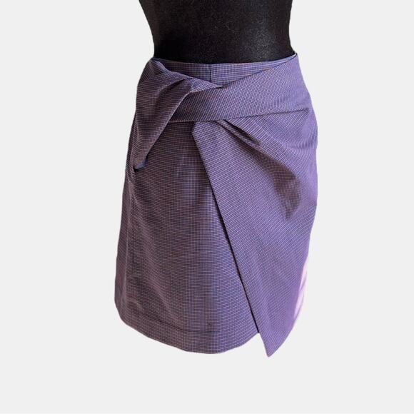 Babaton Plaid Jethro Twisted Skirt Academia Asymmetric Preppy School Girl Size 8 - Picture 5 of 12